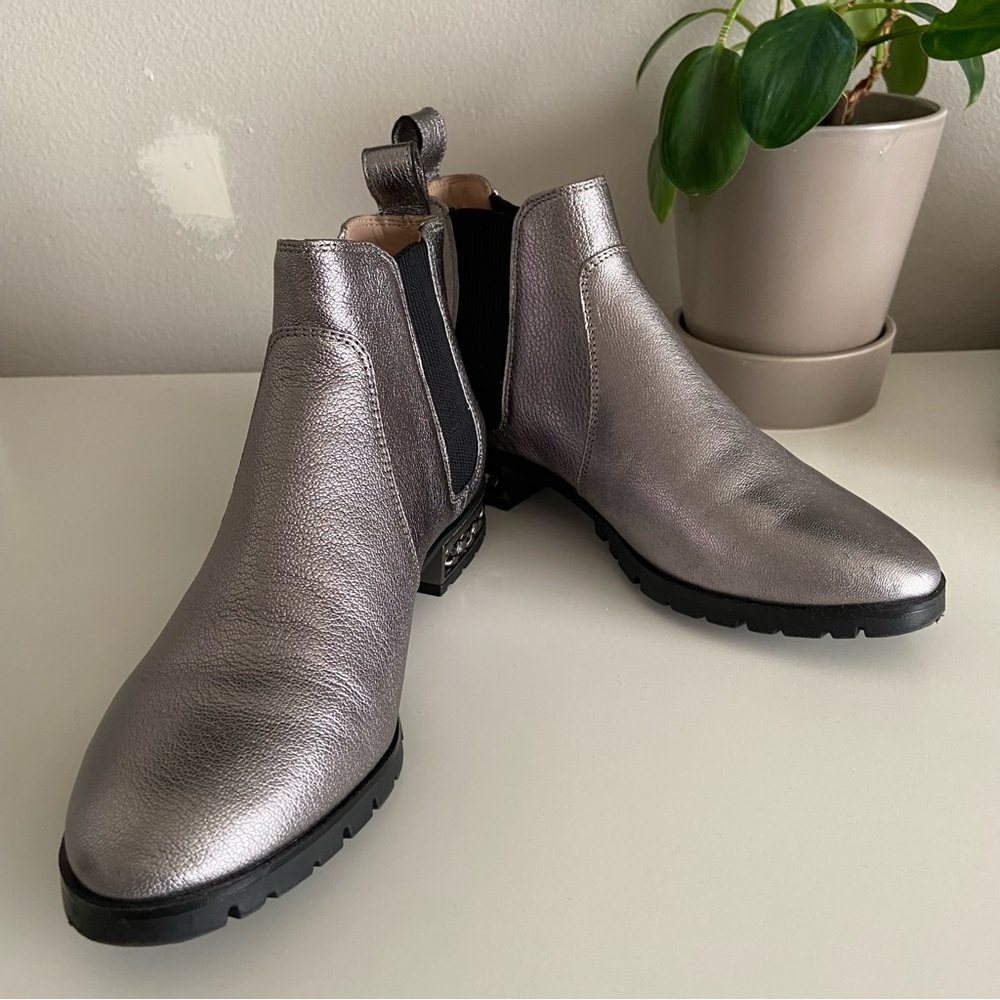 Karl Lagerfeld Silver Chelsea Ankle Boots